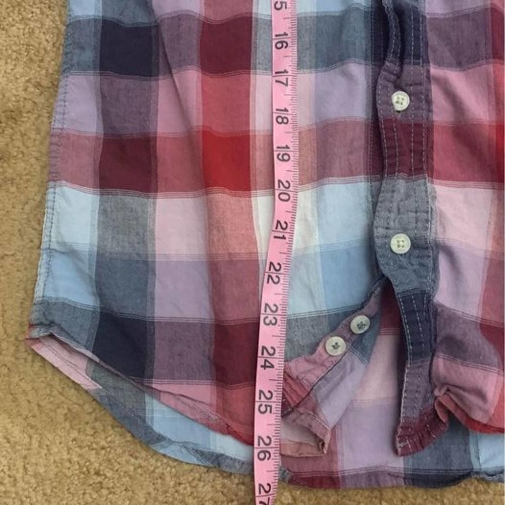 Women’s Urban Pipeline Checkered Blue/purple/Red Sz. Small long sleeve button - Picture 6 of 7